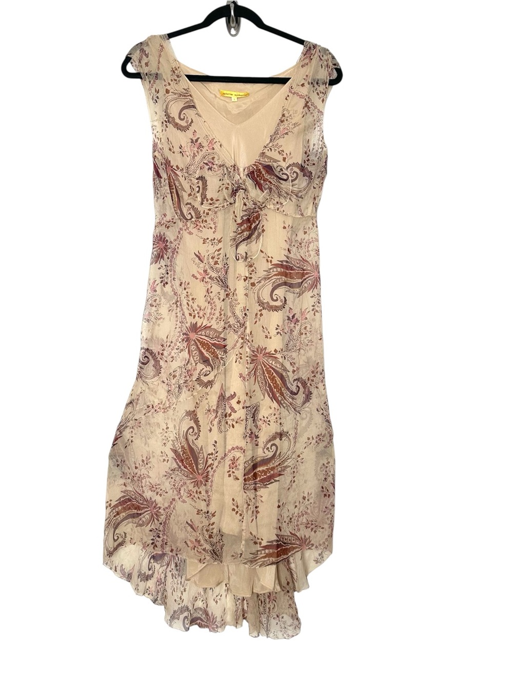 Vintage Fairycore Silk Sheer Maxi Dress High Low Goblincore Earthy Y2K Hobbit - Picture 2 of 15